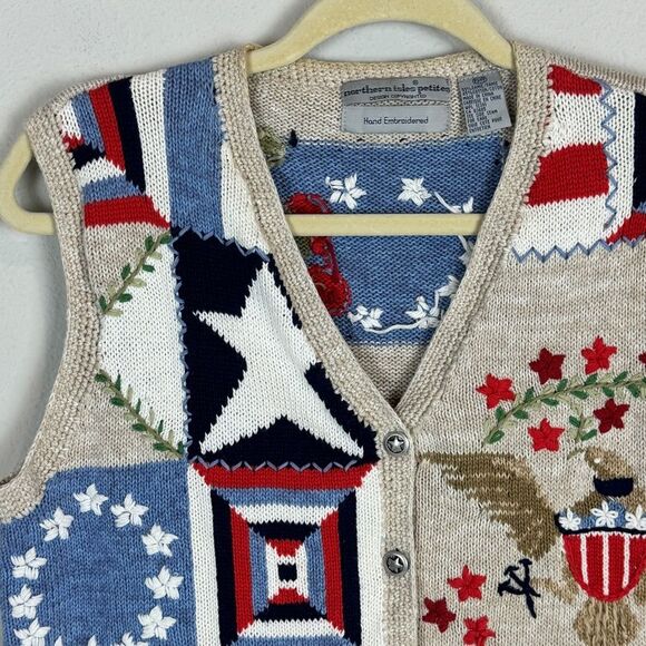 Vintage Northern Isles Petites Hand-embroidered Vest Americana PS - Picture 2 of 10